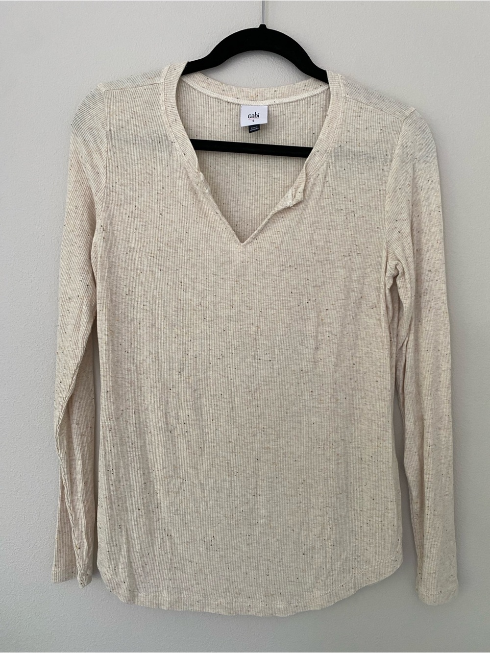 Cabi 4003 Simple Tee Cream Small Long Sleeve Top